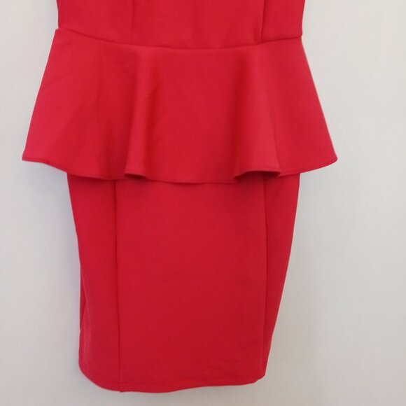 Topshop Womens Peplum Scuba Material Pencil Dress Size 2 Cocktail Bodycon Office - Picture 2 of 7